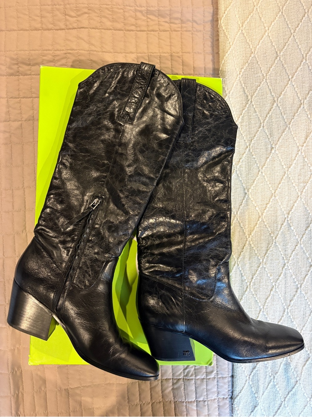 Sam Edelman Black Leather Mid-Calf Boots